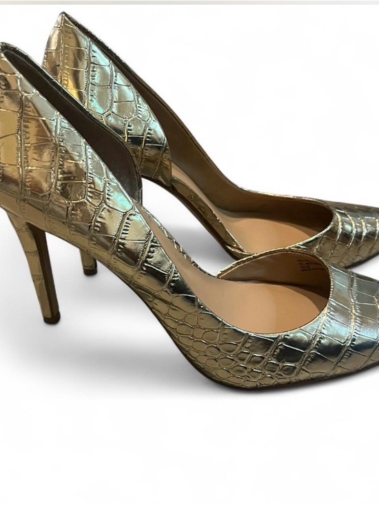 INC International Concepts Shoes - INC International Concepts Metallic Gold Croc-Embossed Pointed-Toe Pumps